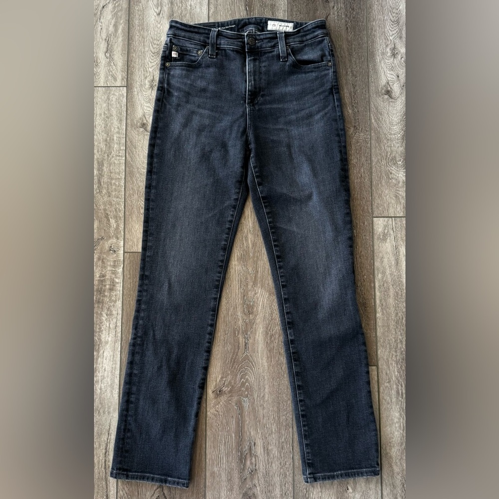 AG Adriano Goldschmied Jeans 28x29” Charcoal Mari Mid-Rise Slim Straight Denim